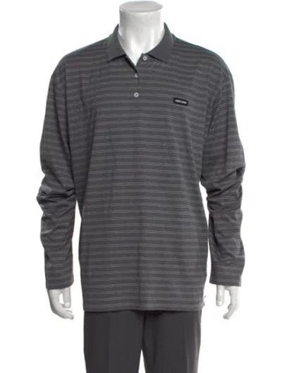 Pre-owned Miu Miu 2024 Striped Polo Shirt In Grey