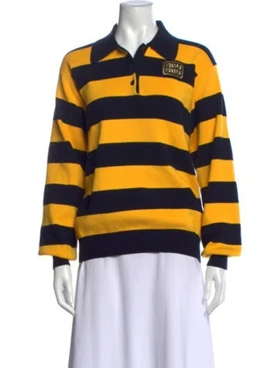 Pre-owned Miu Miu 2024 Striped Sweater In Yellow