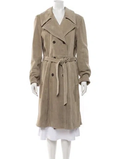 Pre-owned Miu Miu 2024 Suede Trench Coat In Neutrals