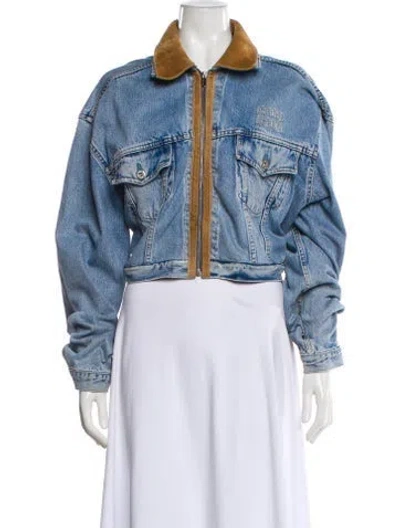 Pre-owned Miu Miu 2024 Upcycled Denim Jacket In Blue