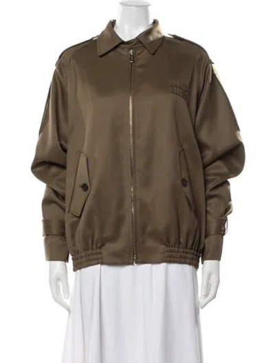 Pre-owned Miu Miu 2024 Virgin Wool Bomber Jacket In Green