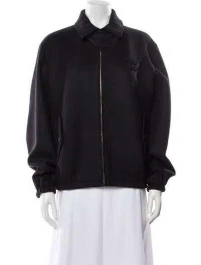 Pre-owned Miu Miu 2024 Virgin Wool Bomber Jacket W/ Tags In Blue