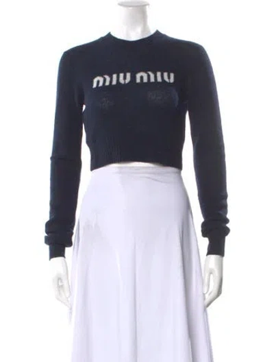 Pre-owned Miu Miu 2024 Virgin Wool Sweater In Blue