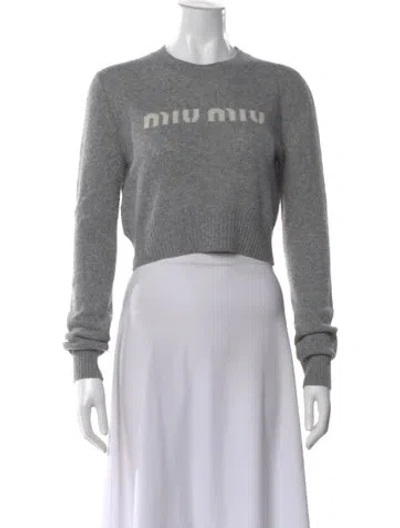 Pre-owned Miu Miu 2024 Virgin Wool Sweater In Gray