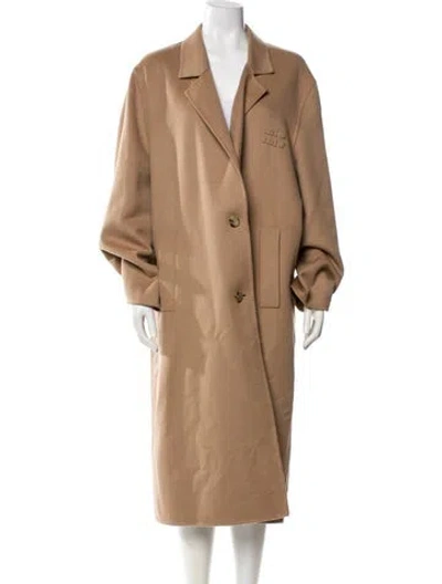 Pre-owned Miu Miu 2024 Virgin Wool Trench Coat In Neutral
