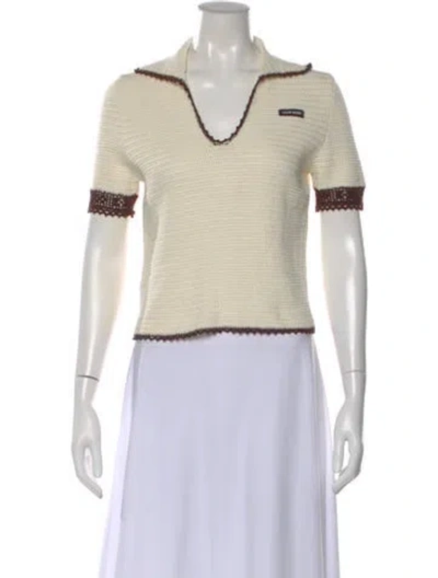 Pre-owned Miu Miu 2024 V-neck Polo In Brown