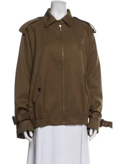 Pre-owned Miu Miu 2024 Wool Bomber Jacket In Green