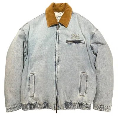 Pre-owned Miu Miu 2024fw Velvet Corduroy Collar Denim Jacket In Blue