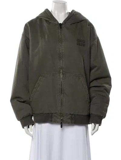 Pre-owned Miu Miu 2025 Bomber Jacket In Green