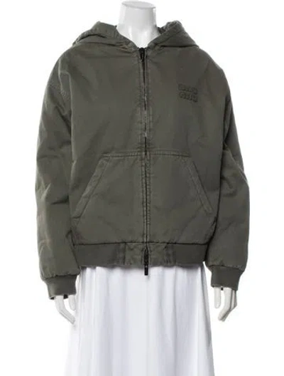 Pre-owned Miu Miu 2025 Bomber Jacket W/ Tags In Green