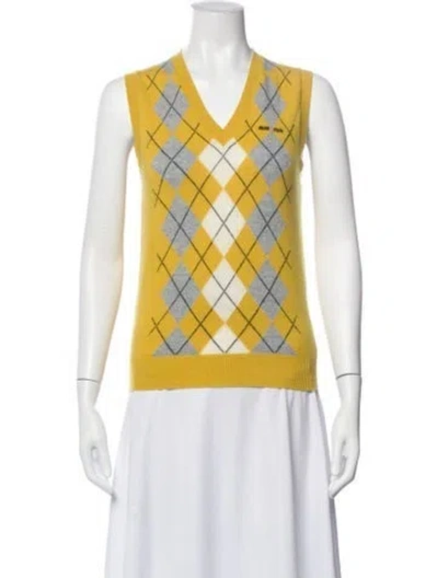 Pre-owned Miu Miu 2025 Cashmere Sweater In Yellow