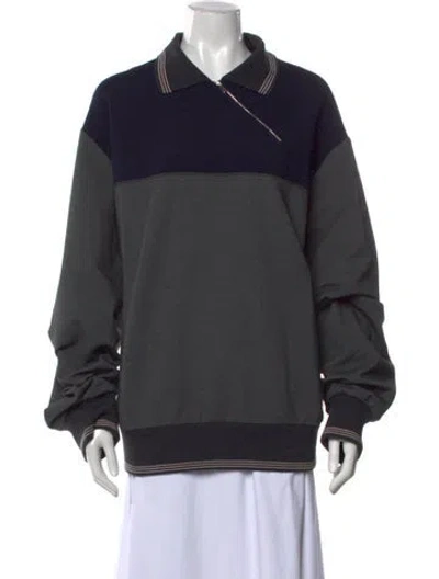 Pre-owned Miu Miu 2025 Colorblock Pattern Sweater In Blue/grey