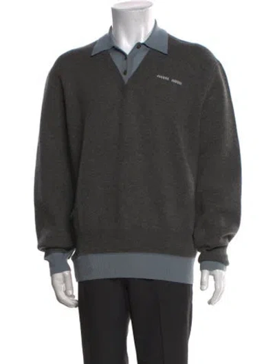 Pre-owned Miu Miu 2025 Colorblock Pattern Sweater In Gray