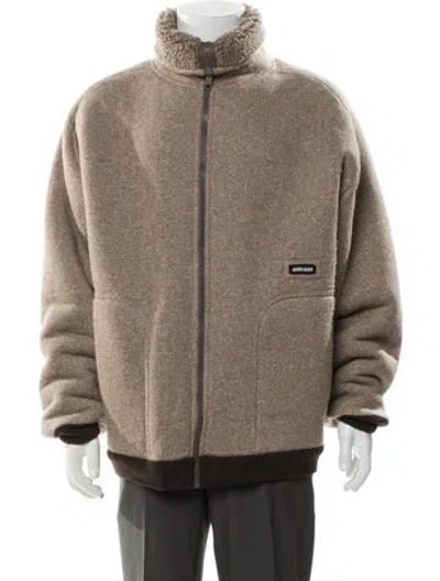 Pre-owned Miu Miu 2025 Fleece Bomber Jacket In Brown