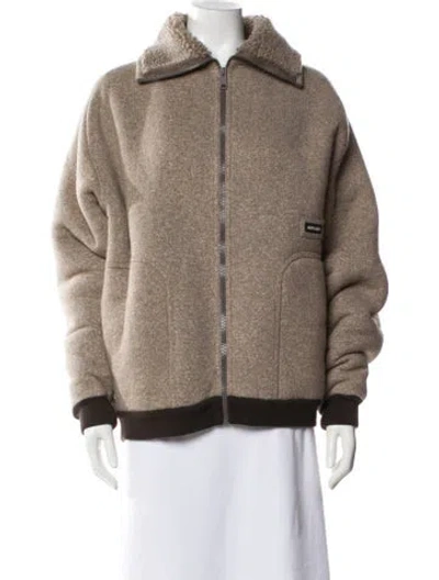 Pre-owned Miu Miu 2025 Fleece Faux Fur Jacket W/ Tags In Neutral