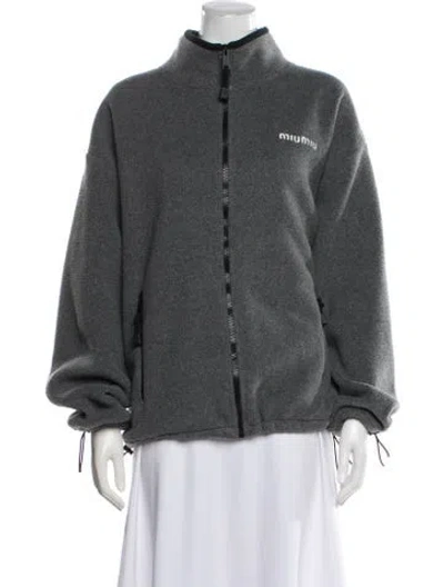 Pre-owned Miu Miu 2025 Fleece Jacket In Gray