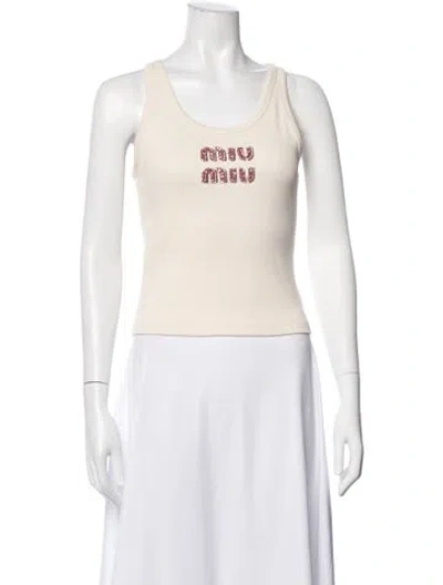 Pre-owned Miu Miu 2025 Graphic Print Top W/ Tags In Neutral