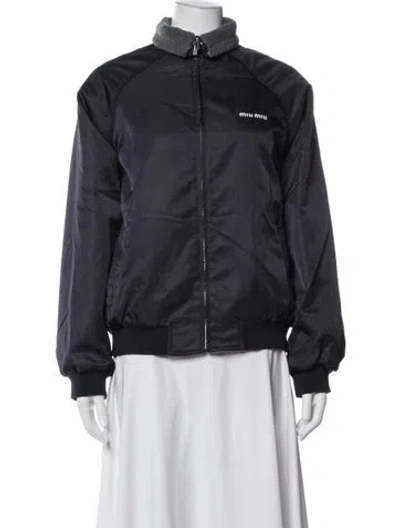 Pre-owned Miu Miu 2025 Holiday Bomber Jacket In Black