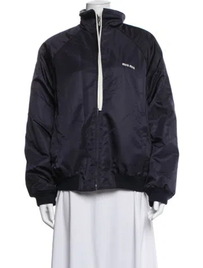 Pre-owned Miu Miu 2025 Holiday Reversible Bomber Jacket In Blue