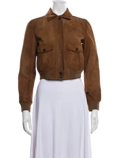 Pre-owned Miu Miu 2025 Lambskin Bomber Jacket In Brown