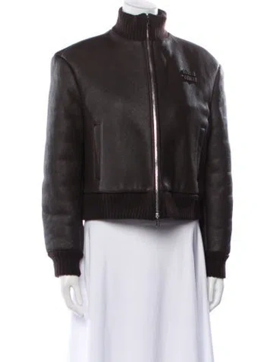 Pre-owned Miu Miu 2025 Leather Biker Jacket In Brown