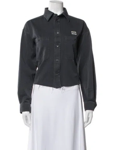Pre-owned Miu Miu 2025 Long Sleeve Button-up Top In Grey