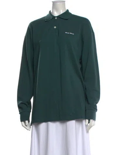 Pre-owned Miu Miu 2025 Long Sleeve Polo In Green