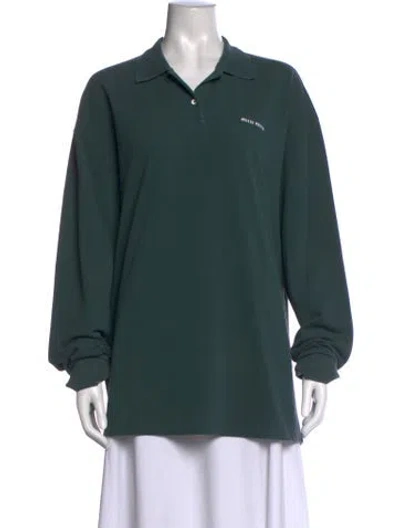 Pre-owned Miu Miu 2025 Long Sleeve Polo In Green
