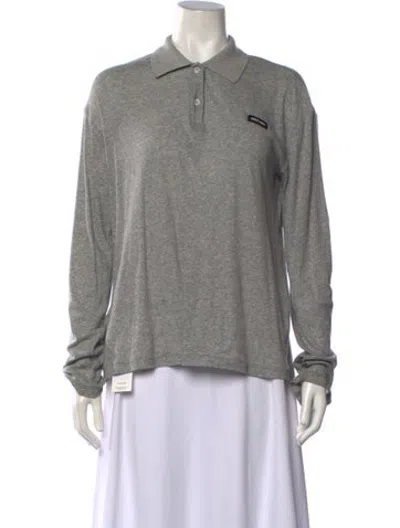 Pre-owned Miu Miu 2025 Long Sleeve Polo In Grey