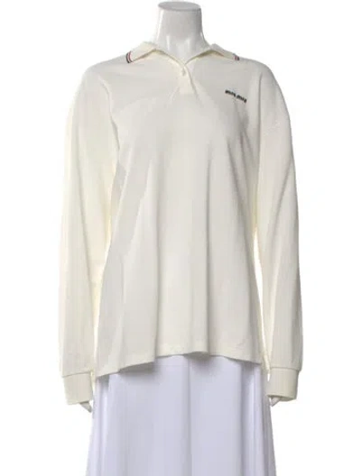 Pre-owned Miu Miu 2025 Long Sleeve Polo In Neutral