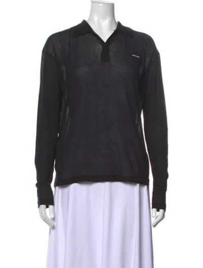 Pre-owned Miu Miu 2025 Long Sleeve Polo W/ Tags In Black