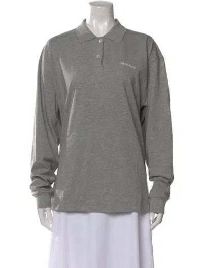 Pre-owned Miu Miu 2025 Long Sleeve Polo W/ Tags In Gray