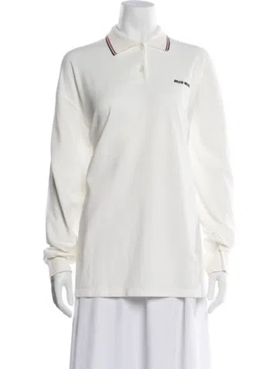 Pre-owned Miu Miu 2025 Long Sleeve Polo W/ Tags In White