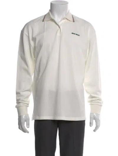 Pre-owned Miu Miu 2025 Long Sleeve Polo In White