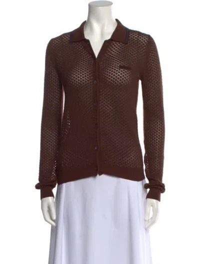 Pre-owned Miu Miu 2025 Mesh Shirt Sweater In Brown