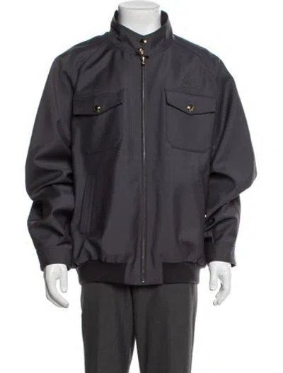 Pre-owned Miu Miu 2025 Mohair Bomber Jacket W/ Tags In Blue