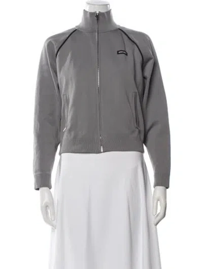 Pre-owned Miu Miu 2025 Nylon Bomber Jacket In Gray