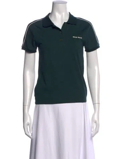 Pre-owned Miu Miu 2025 Short Sleeve Polo In Green
