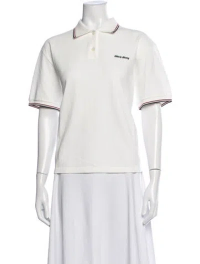 Pre-owned Miu Miu 2025 Short Sleeve Polo In White