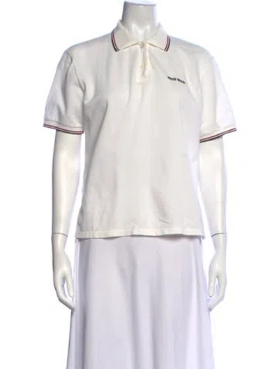 Pre-owned Miu Miu 2025 Short Sleeve Polo In White