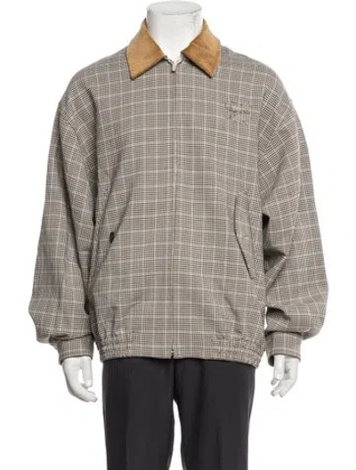 Pre-owned Miu Miu 2025 Signature Logo Bomber Jacket W/ Tags In Neutrals