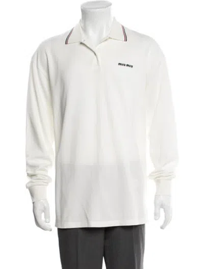 Pre-owned Miu Miu 2025 Signature Logo Polo Shirt In White