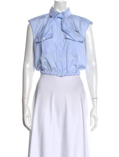 Pre-owned Miu Miu 2025 Striped Button-up Top In Blue