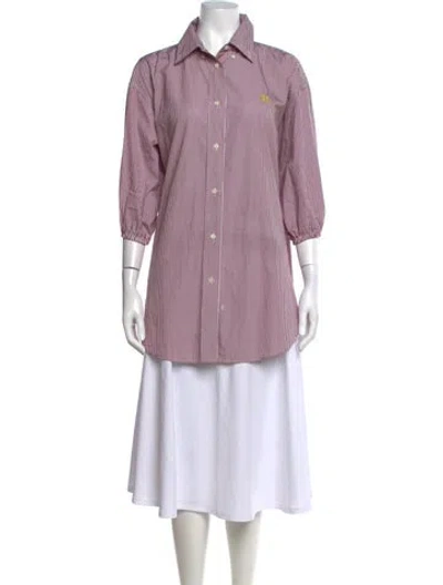 Pre-owned Miu Miu 2025 Striped Button-up Top In Pink