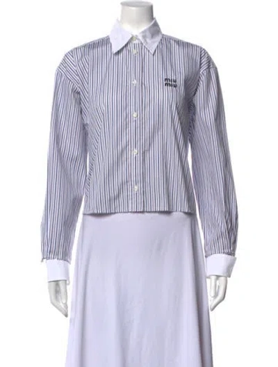 Pre-owned Miu Miu 2025 Striped Button-up Top W/ Tags In Neutral