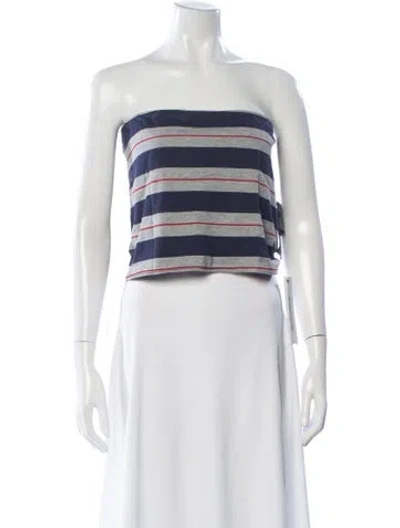 Pre-owned Miu Miu 2025 Striped Crop Top In Blue