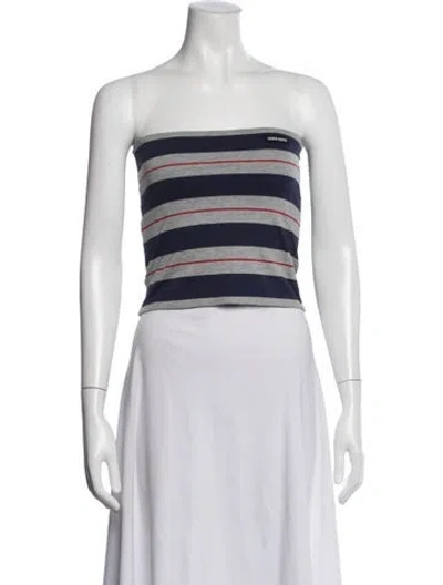 Pre-owned Miu Miu 2025 Striped Crop Top In Gray