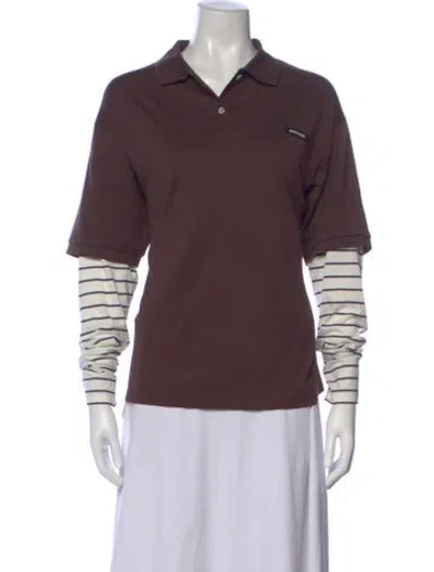Pre-owned Miu Miu 2025 Striped Polo In Brown