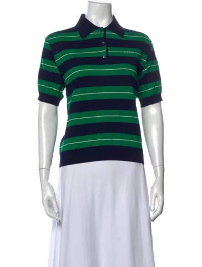 Pre-owned Miu Miu 2025 Striped Polo In Green