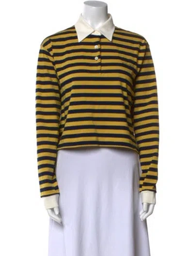 Pre-owned Miu Miu 2025 Striped Polo In Yellow